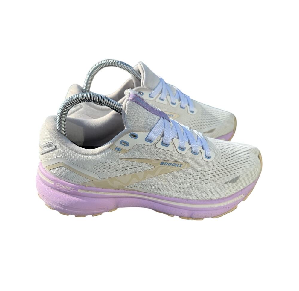 Brooks Ghost Womens Sz 9 Running Sneakers White/Purple